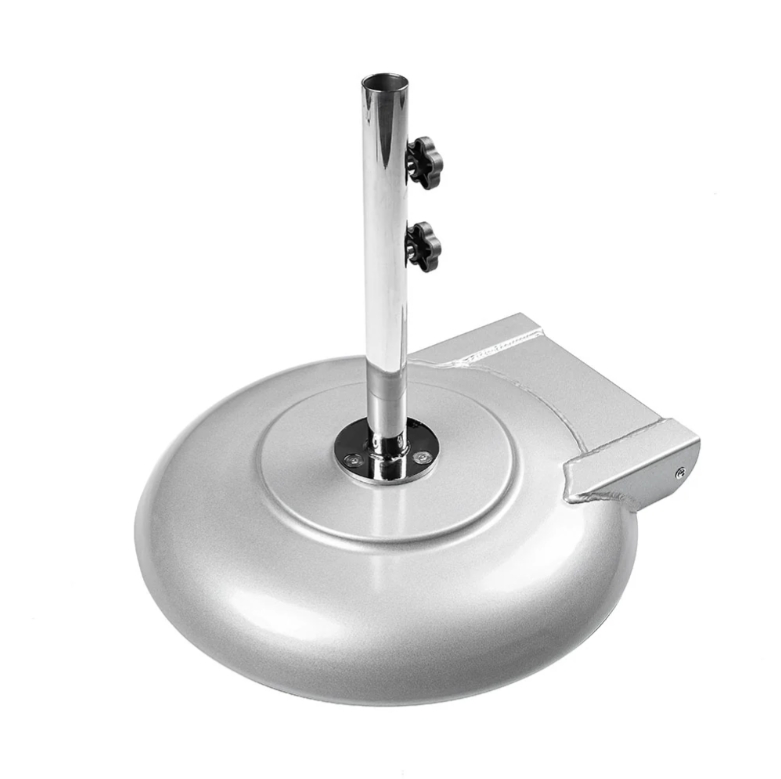 100A-SM-18ST Premium Aluminum Shell Freestanding Umbrella Base with WHEELS - silver mist