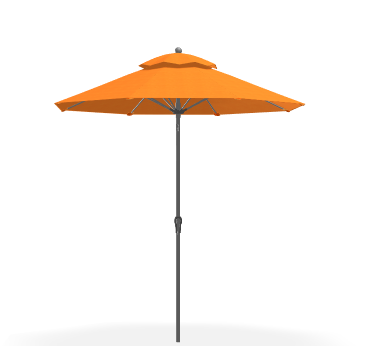 FRANKFORD Monterey Crank Lift/Auto Tilt Umbrella 7.5' - Orange, Matte Silver