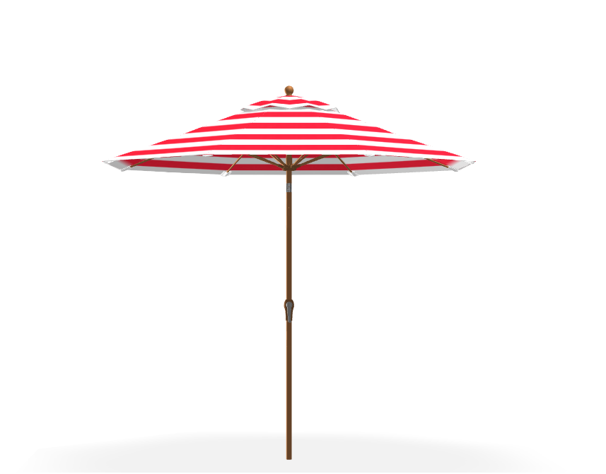 FRANKFORD Monterey Crank Lift/Auto Tilt Umbrella 9' Octagon - Red & White Stripe, Golden Oak