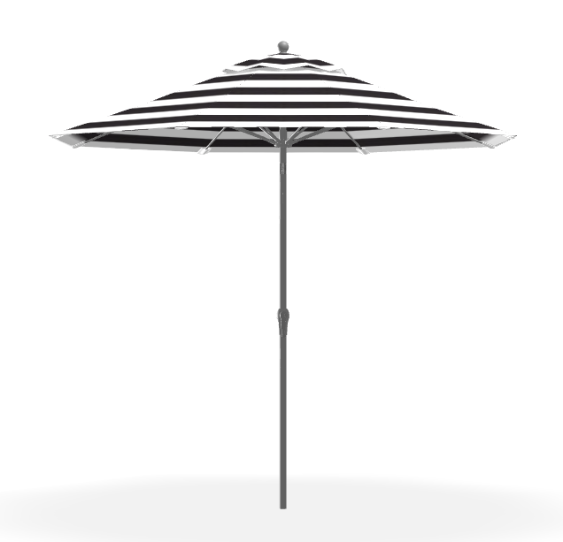 FRANKFORD Monterey Crank Lift/Auto Tilt Umbrella 9' Octagon - Black & White Stripe, Matte White