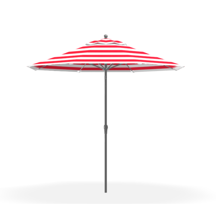 FRANKFORD Monterey Crank Lift/Auto Tilt Umbrella 9' Octagon - Red & White Stripe, Matte White