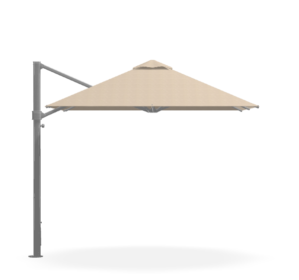 FRANKFORD Aurora 9' Square Premium Aluminum Cantilever Umbrella - Linen, Matte Silver