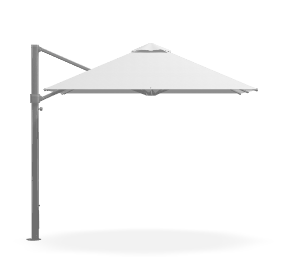 FRANKFORD Aurora 9' Square Premium Aluminum Cantilever Umbrella - White, Matte Silver