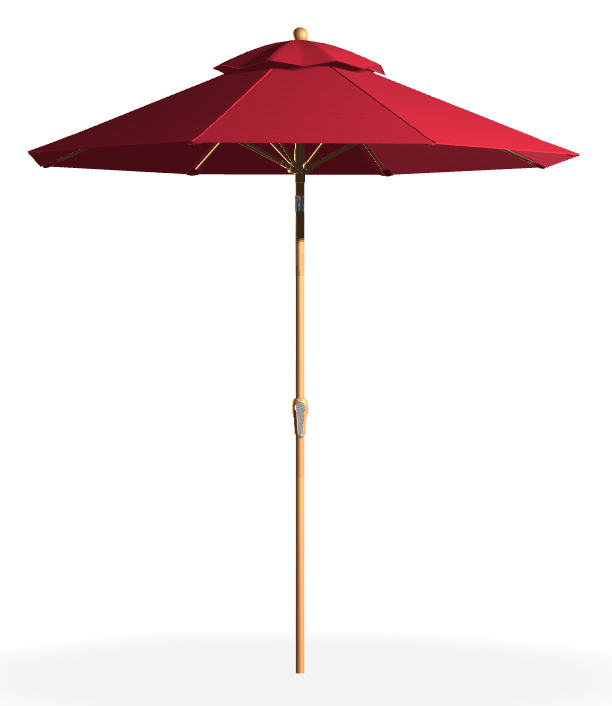 FRANKFORD Monterey Crank Lift/Auto Tilt Umbrella 7.5' Octagon - Logo Red, Golden Oak