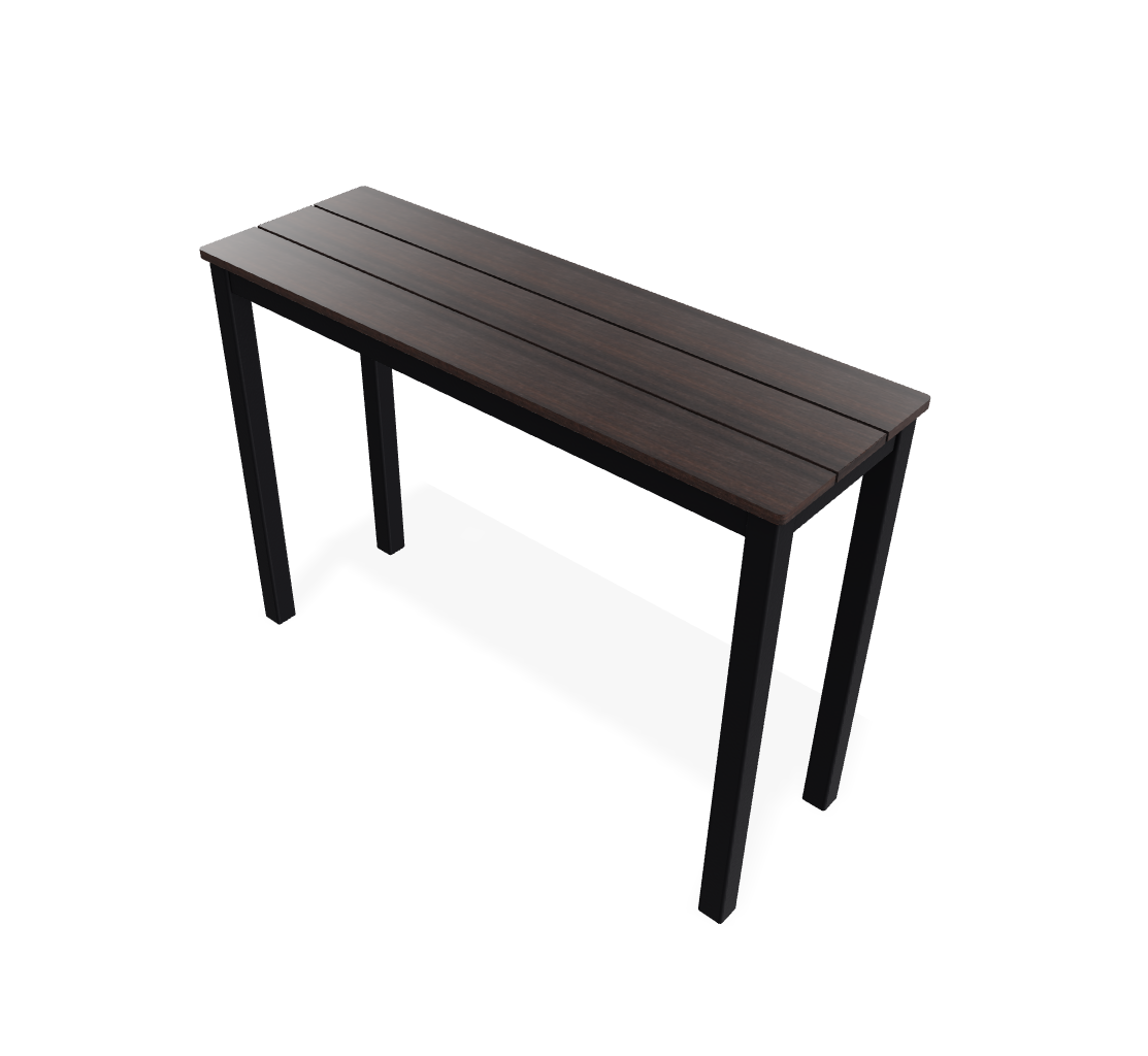 Rustic Polymer Top Table 18"x54" Rectangular Bar Height Parson Table - BLACK / CHESTNUT