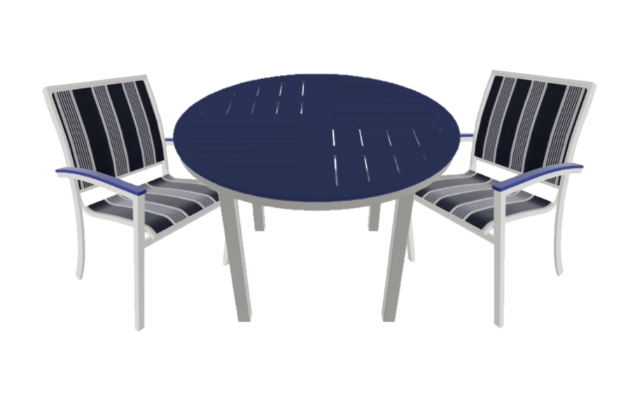 42" Round Dash Dining Table with Parson Legs and 4 Bazza Sacking Cafe Chairs Set