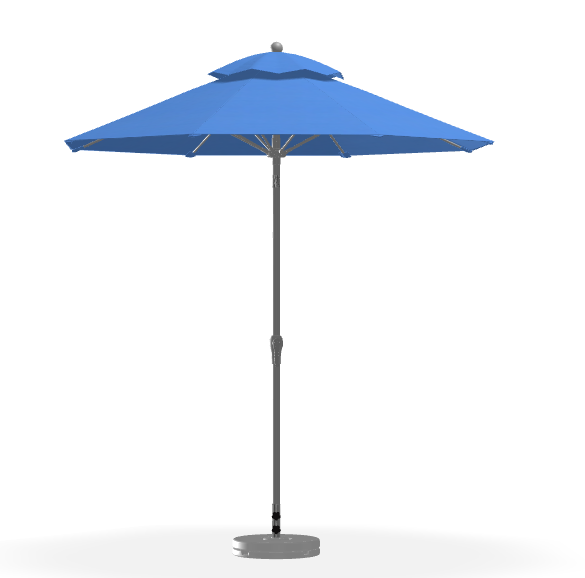 FRANKFORD Monterey Crank Lift/Auto Tilt Umbrella 7.5' - Capri blue, Matte White