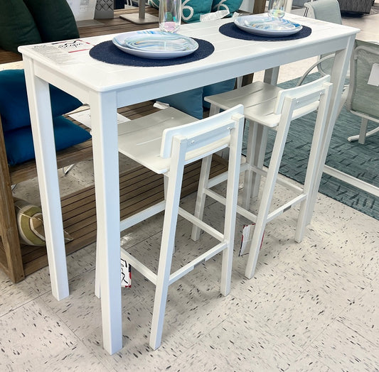 Telescope Casual Bazza Bar Height 18" x 54" Table with Two Stools - Snow