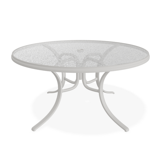 Glass Top Table 56" Round Dining Table w/ hole Ogee Rim