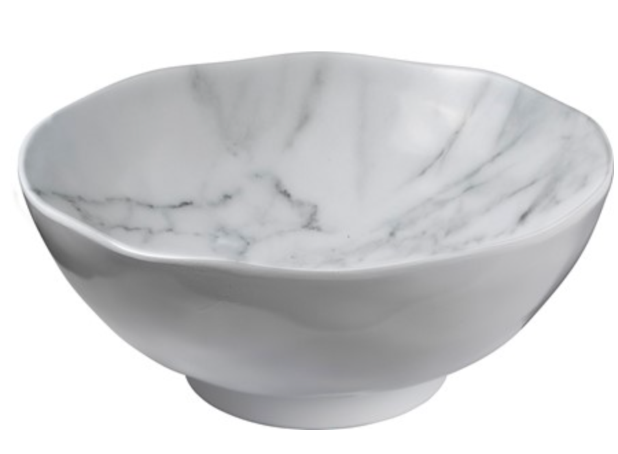 White Marble 8 in. Round Salad Bowl