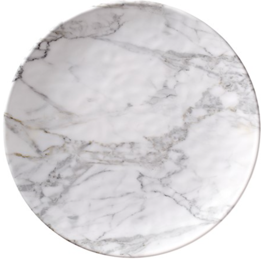 White Marble Round 11 in. Dinner Plate