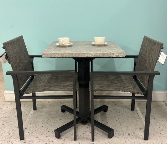 Homecrest Concrete 24" x 24" Cafe Table with Stackable Allure Sling Chairs