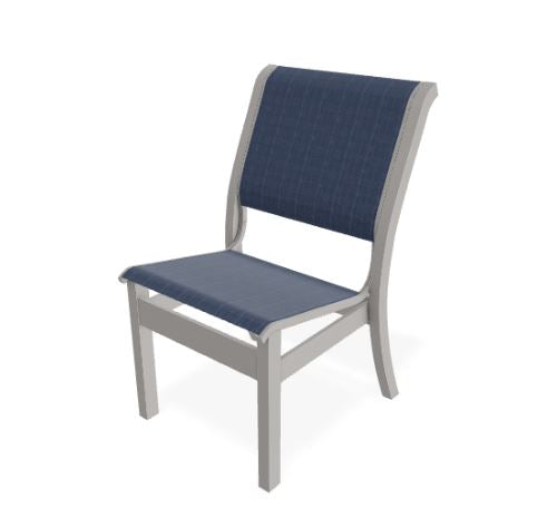 Telescope Casual Leeward MGP Sling Armless Stacking Side Chair - Mavi/Warm Grey