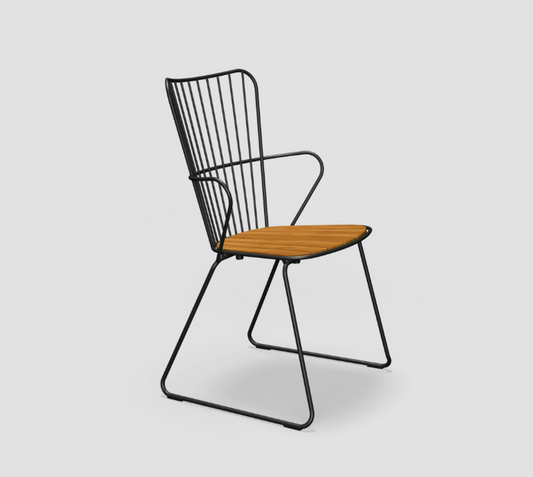 HOUE Paon Dining Chair - black frame bamboo seat